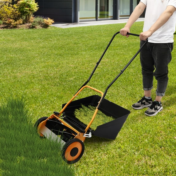 16in Modern Lawnmower Wheeled Lawn Mower Hand Push Lawn Mower For Villas, backyards, park landscaping