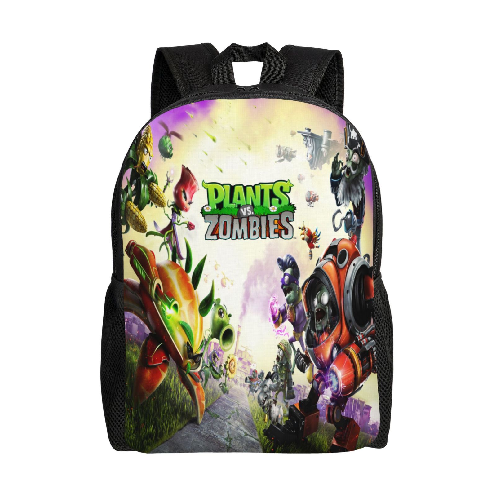 16in Plants Vs Zombies Backpacks For Boys Girls, Cartoon Laptop Bags