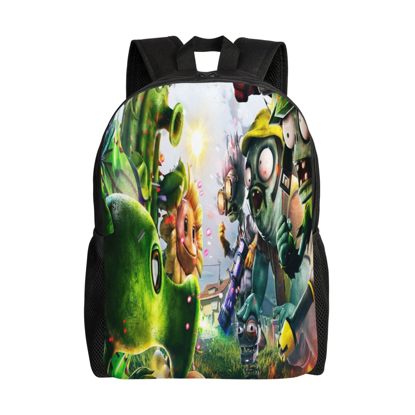16in Plants Vs Zombies Backpacks For Boys Girls, Cartoon Laptop Bags
