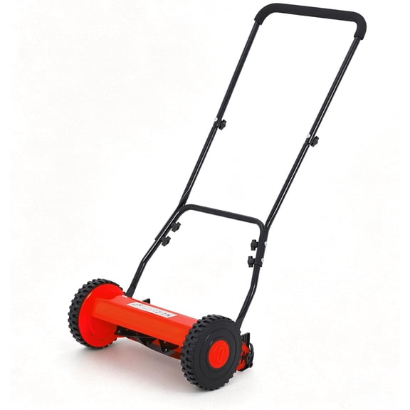 16in Push Reel Lawn Mower 5-Blade Manual Walk-Behind Mower Adjustable Cutting Height Compact Quiet for Small Yards and Easy Lawn Care