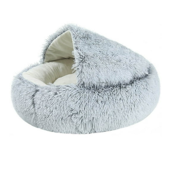 16in Round Dog Bed - Winter Warm Sleeping Bag for Small Dogs & Puppies, Anxiety Relief Calming Pet Bed with Soft Polyester Fill, Machine Washable