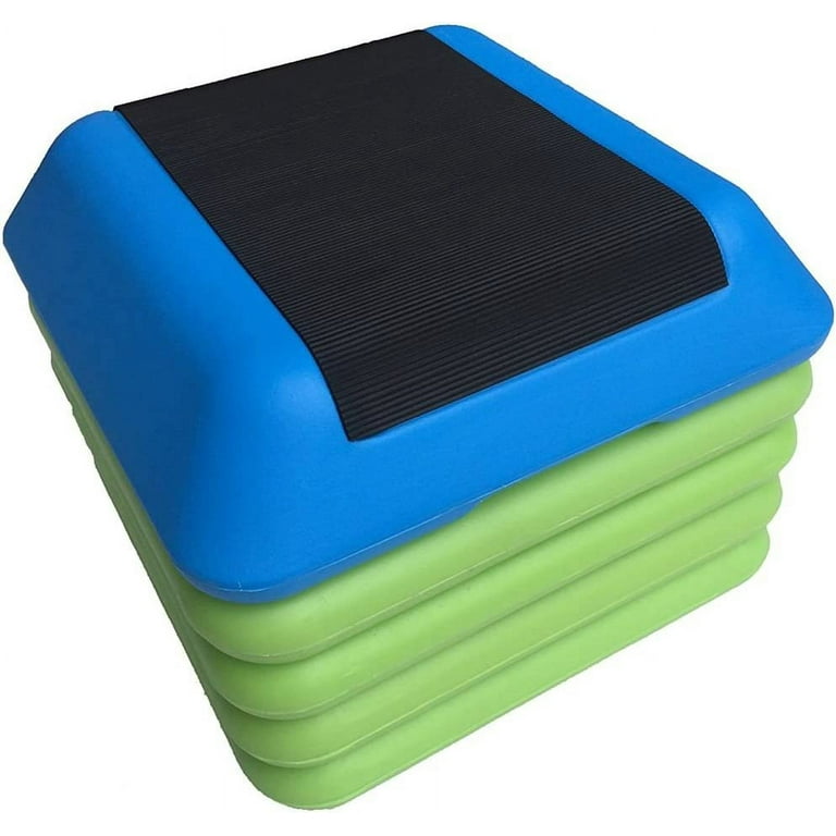16in Square Fitness Steppers for Home Exercise Adjustable Aerobic Step Platform with 4 Risers Blue Green Walmart