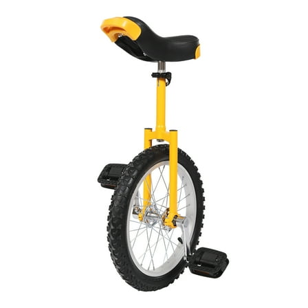 16in Unicycle Adjustable Seat Balance Exercise Training Wheel Unicycle 110lbs for 7-60 Years Old(Yellow)
