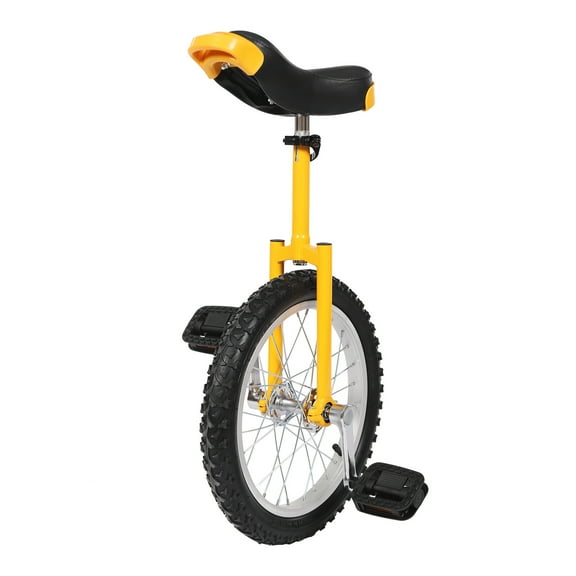 16in Unicycle Adjustable Seat Balance Exercise Training Wheel Unicycle 110lbs for 7-60 Years Old(Yellow)