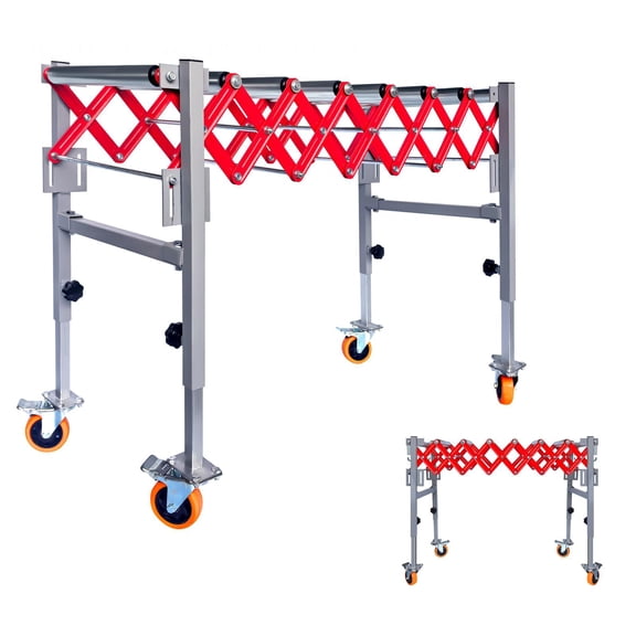 16in Wide Conveyor Surface Expandable Roller Conveyor, Telescopic Conveyor Table, Flexible Transport Conveyor with Smooth Rolling Rollers for Factory Assembly, Workshop Transport