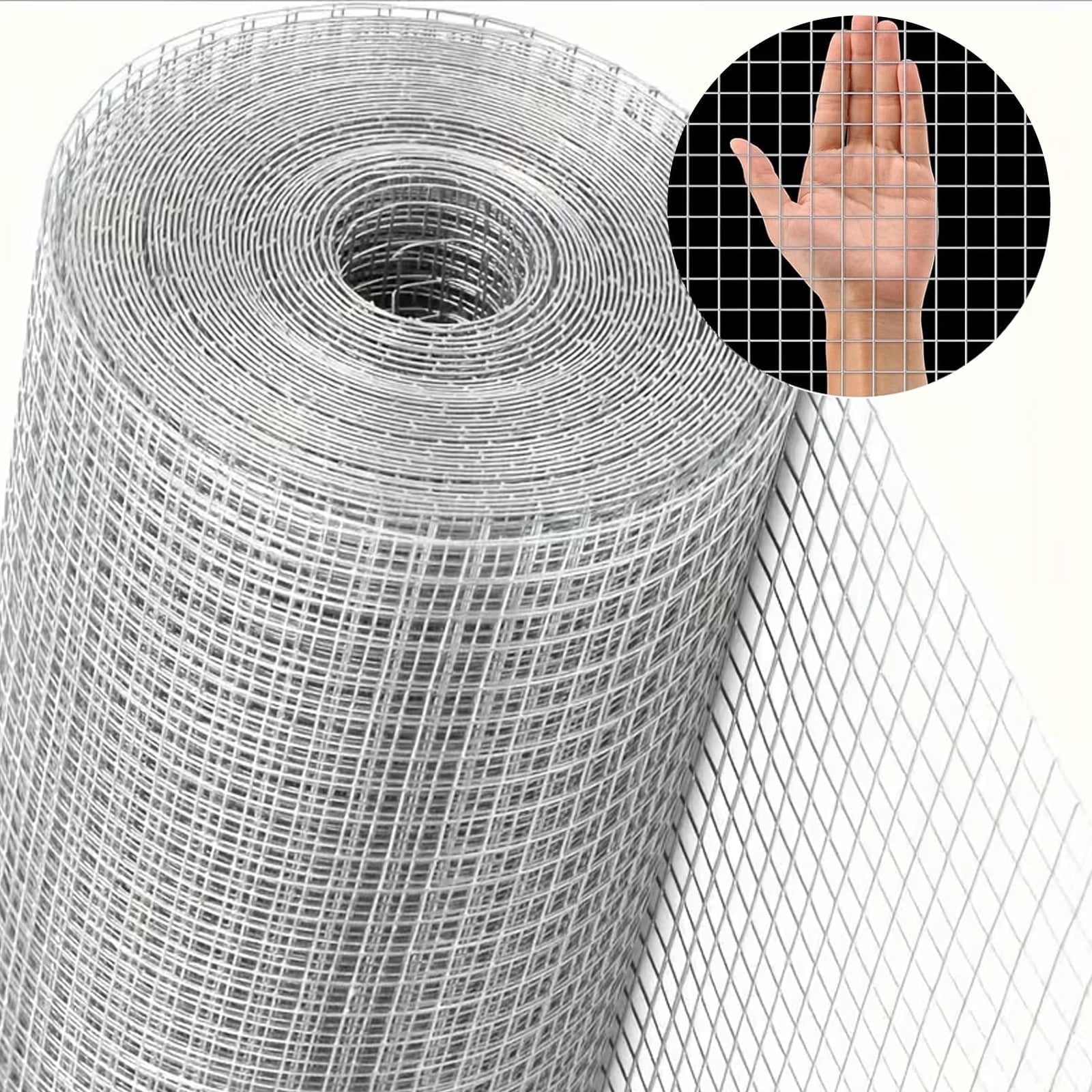 JAMCORAX 16in x 33ft Hardware Cloth,1/2 inch Galvanized Wire Mesh Roll,Barbed Wire Fences for Chicken Coop,Garden Fencing and Poultry Enclosures