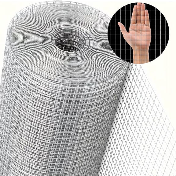 JAMCORAX 16in x 33ft Hardware Cloth,1/2 inch Galvanized Wire Mesh Roll,Barbed Wire Fences for Chicken Coop,Garden Fencing and Poultry Enclosures