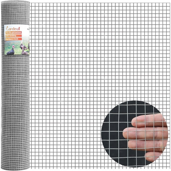 16in x 50ft 19 Gauge 1/2 Ih Hardware Cloth - Double Hot-Dipped Galvanized After Welding Steel Mesh - Duty Rust Proof Feing for Gardens, Chicken Coops & Poultry Animal Netting Cage Screen