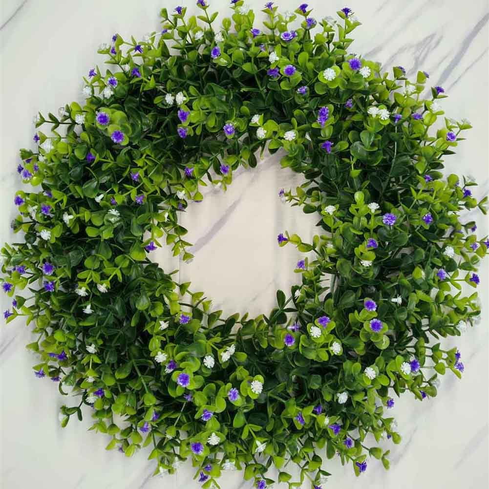 16inch Artificial Spring Summer Wreaths for Front Door Decor Wildflower ...