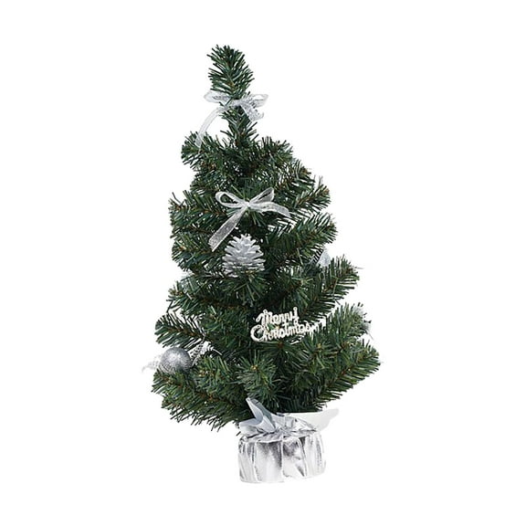 16inch Artificial Tabletop Tree Artificial Xmas Tree for Office Bars Desktop Silver Blall