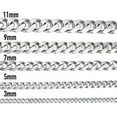 thumbnail image 1 of 16inch Curb Cuban Chain Necklace Womens Choker Silver Stainless Steel 3/5/7/9/11mm Wide, 1 of 2