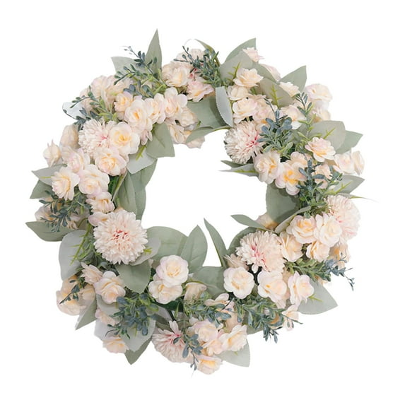 16inch Decor Wreath Home Decor Farmhouse Wreath Round Wreath Floral Wreath for Spring Photo Props Anniversary Valentines Decor Champagne
