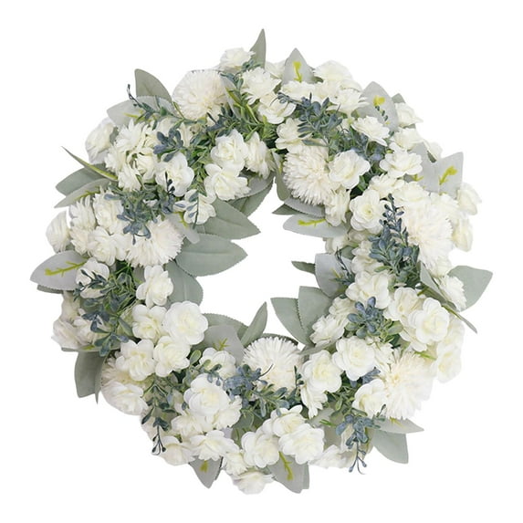 16inch Decor Wreath Home Decor Farmhouse Wreath Round Wreath Floral Wreath for Spring Photo Props Anniversary Valentines Decor White