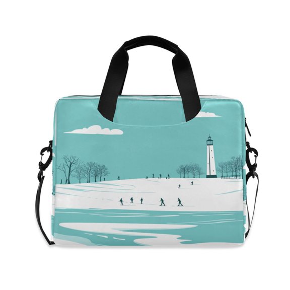 16inch Laptop Briefcase, Business Laptop Bag with Detachable Strap & Padded Compartment, Water-Resistant PolyesterA Beach Scene