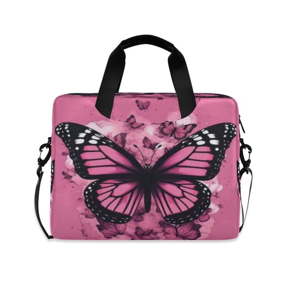 16inch Laptop Briefcase, Business Laptop Bag with Detachable Strap & Padded Compartment, Water-Resistant Polyester，A Butterfly