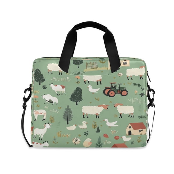 16inch Laptop Briefcase, Business Laptop Bag with Detachable Strap & Padded Compartment, Water-Resistant PolyesterAnimals and Tractors