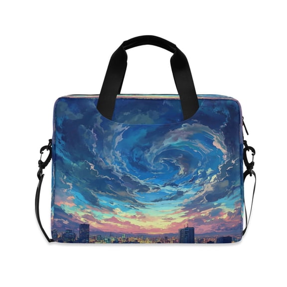 16inch Laptop Briefcase, Business Laptop Bag with Detachable Strap & Padded Compartment, Water-Resistant PolyesterBlue Clouds