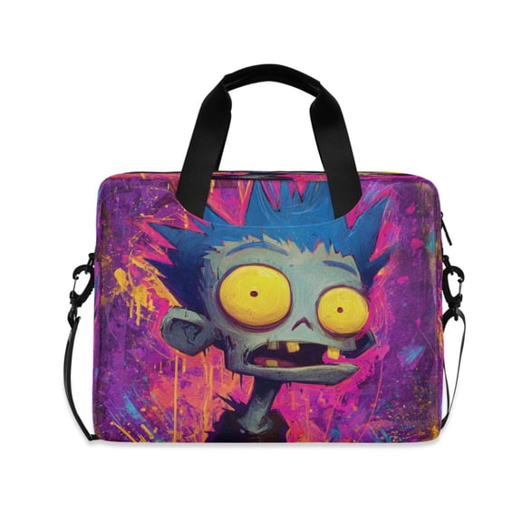 16inch Laptop Briefcase, Business Laptop Bag with Detachable Strap & Padded Compartment, Water-Resistant PolyesterCartoon Zombie