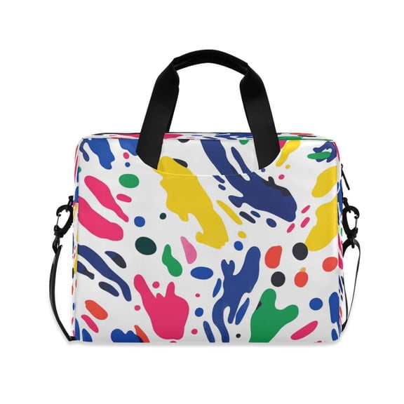 16inch Laptop Briefcase, Business Laptop Bag with Detachable Strap & Padded Compartment, Water-Resistant Polyester，Colorful Paint Splashes