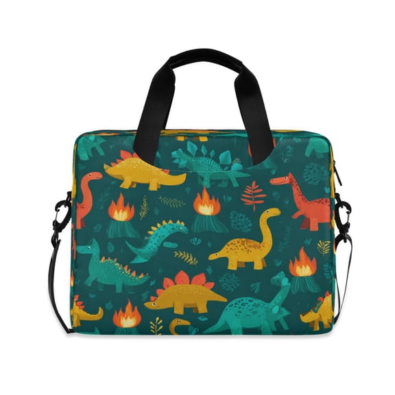 16inch Laptop Briefcase, Business Laptop Bag with Detachable Strap & Padded Compartment, Water-Resistant Polyester，Dinosaurs