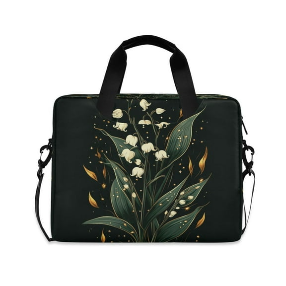 16inch Laptop Briefcase, Business Laptop Bag with Detachable Strap & Padded Compartment, Water-Resistant Polyester，Flowers
