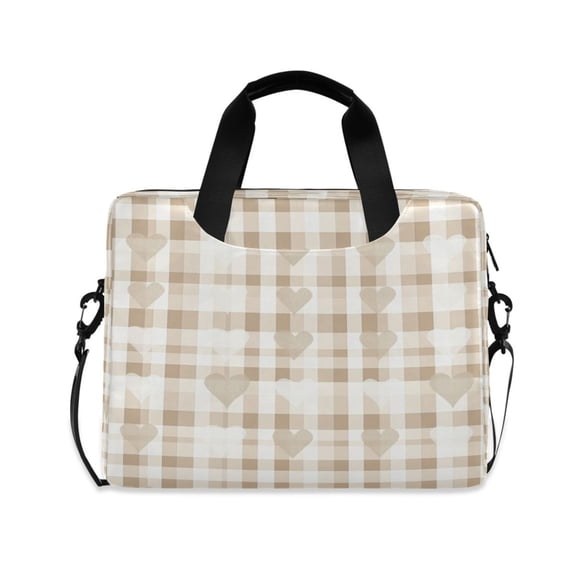 16inch Laptop Briefcase, Business Laptop Bag with Detachable Strap & Padded Compartment, Water-Resistant Polyester，Gingham Pattern