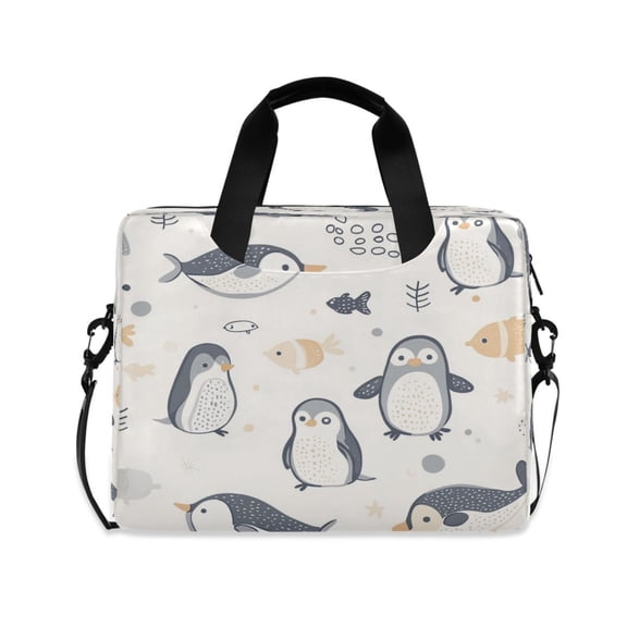 16inch Laptop Briefcase, Business Laptop Bag with Detachable Strap & Padded Compartment, Water-Resistant Polyester，Penguins