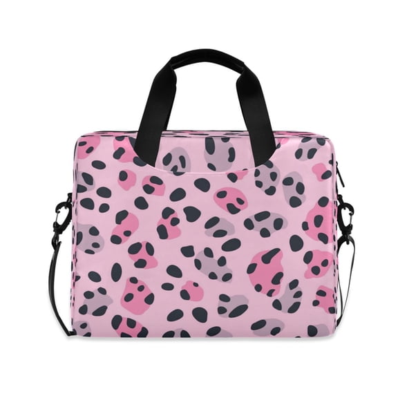 16inch Laptop Briefcase, Business Laptop Bag with Detachable Strap & Padded Compartment, Water-Resistant PolyesterPink Leopard Print