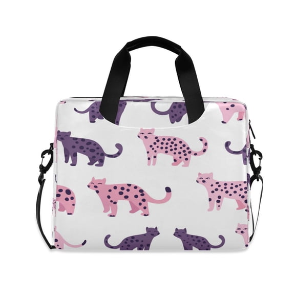 16inch Laptop Briefcase, Business Laptop Bag with Detachable Strap & Padded Compartment, Water-Resistant Polyester，Pink Leopard