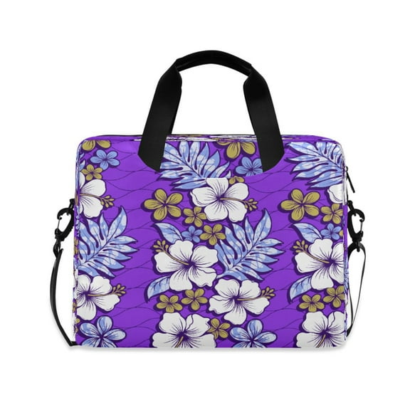 16inch Laptop Briefcase, Business Laptop Bag with Detachable Strap & Padded Compartment, Water-Resistant PolyesterPurple Flowers