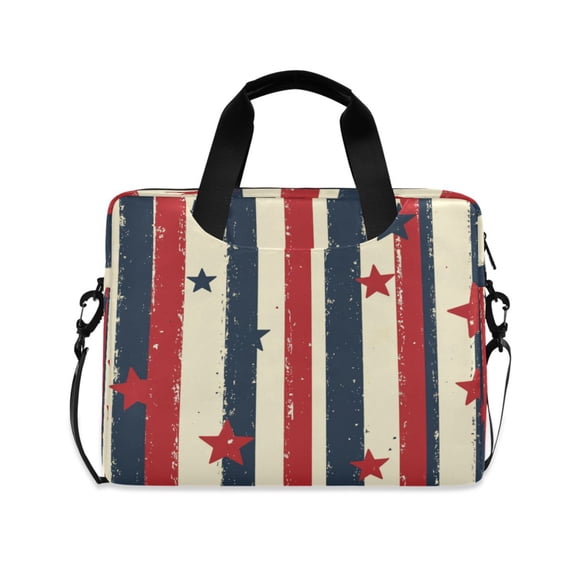 16inch Laptop Briefcase, Business Laptop Bag with Detachable Strap & Padded Compartment, Water-Resistant Polyester,Red White and Blue Stripes