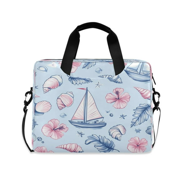 16inch Laptop Briefcase, Business Laptop Bag with Detachable Strap & Padded Compartment, Water-Resistant PolyesterSailboats Shells