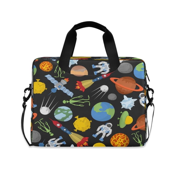 16inch Laptop Briefcase, Business Laptop Bag with Detachable Strap & Padded Compartment, Water-Resistant Polyester,Space Elements