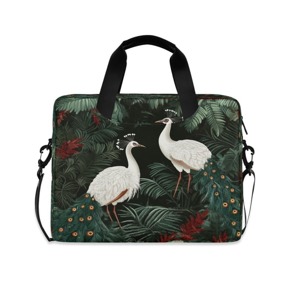 16inch Laptop Briefcase, Business Laptop Bag with Detachable Strap & Padded Compartment, Water-Resistant PolyesterWhite Cranes