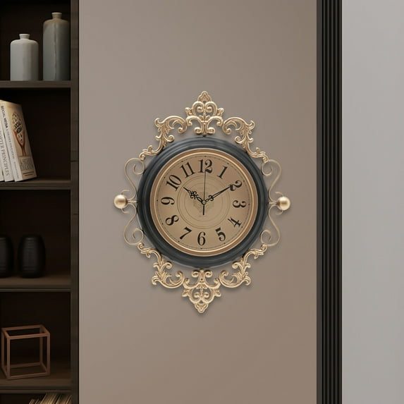 16inch Large Wall Clock, Silent Vintage Decorative Brown Wall Clocks