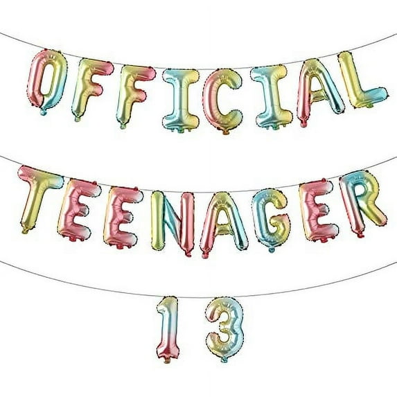 16inch Multicolor Official Teenager Balloons Official Teenager 13 Birthday Decoration 13th Birthday Party suppliers Decorations Banner (Teenager 13 Rainbow)