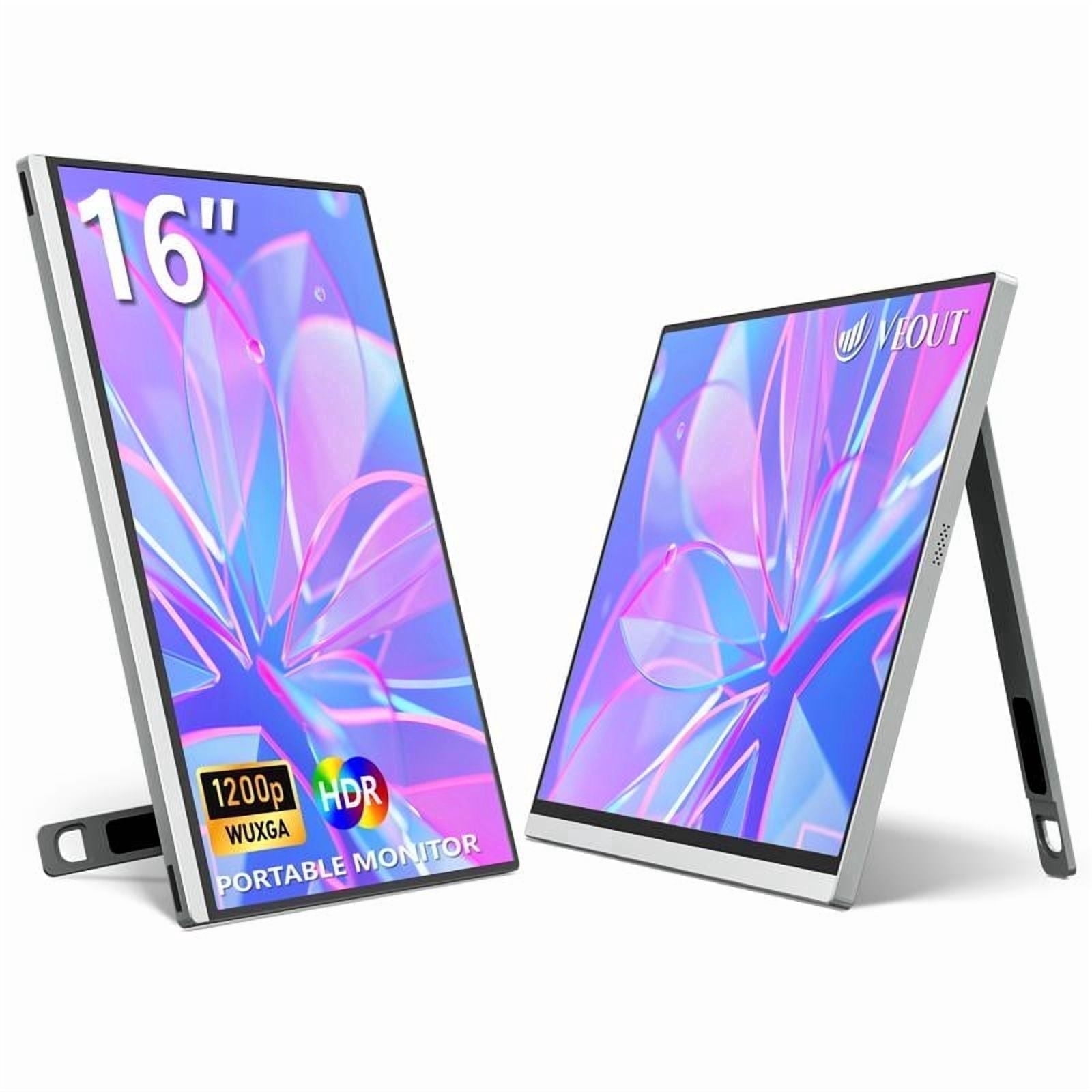 VEOUT 16" 1920×1200P Portable Monitor - IPS Kickstand Ultra-Slim, USB-C/HDMI for Laptop Gaming/Office/Travel
