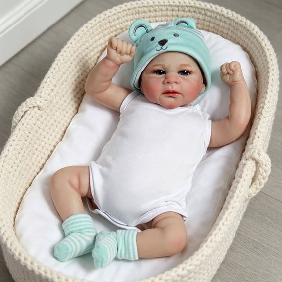16inch Reborn Baby Dolls Handmade Lifelike Cute Newborn Boy Doll with Accessories Kids 3+ Gift