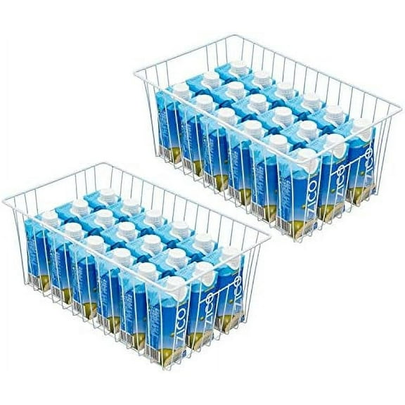16inch Upright Freezer Organizer Baskets for 13-14,16-21 cu.ft Standup Freezer, Settle freezer chaos and reduce food waste effectively, Durable, Fully Use Space, Improve Air Circulate, White, 2pcs
