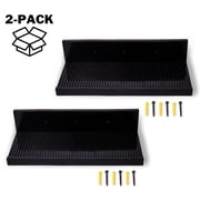 BrickMaster Displays 16 x 16-Inch 1-Tier Floating Shelves - Lego Display Shelf, Black 2-Pack