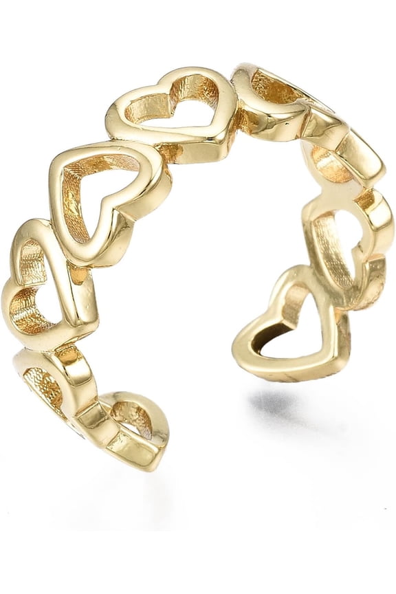 16k Gold Plated Hollow Open End Ring Design Inner Diameter 17 Mm For Women Suitable As A Gift