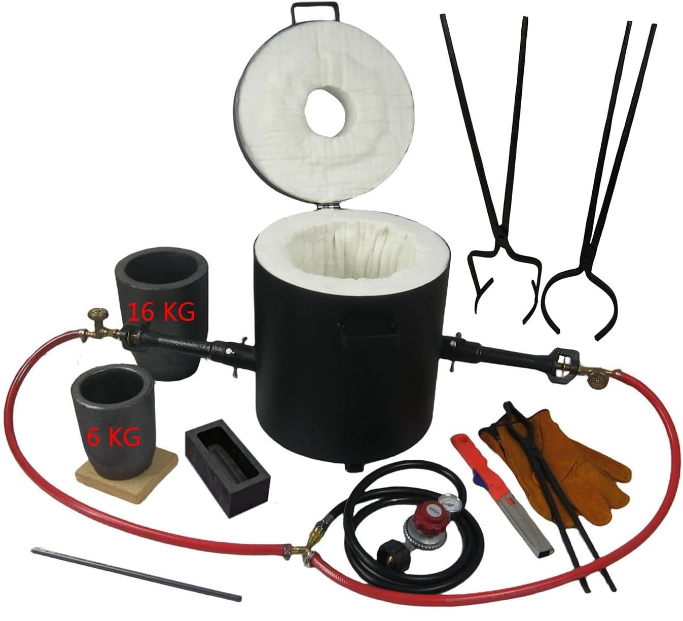 35lbs Propane Melting Furnace with Double Burners, Crucibles and