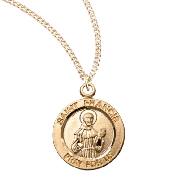 16kt Plated Sterling Silver Patron Saint St.Christopher Medal Pendant Necklace in 18 Gold Plated Stainless Steel Chain - Made in USA - Deluxe Velvet Gift Box