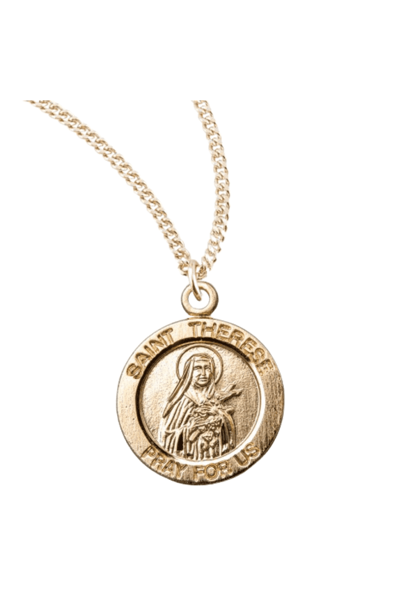 16kt Plated Sterling Silver Patron Saint St.Michael Medal Pendant Necklace in 18 Gold Plated Stainless Steel Chain - Made in USA - Deluxe Velvet Gift Box