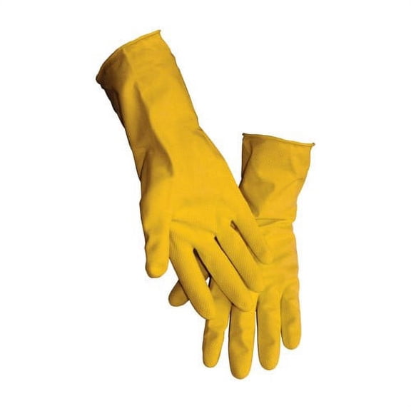 16mil 12" Flock Lined Yellow Latex Gloves, Medium, pack of 12
