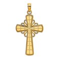thumbnail image 1 of 16mm 10k Solid Yellow Gold Polished With Beaded Edge Grid Accent Religious Faith Cross Charm Pendant Necklace for Women, 1 of 2