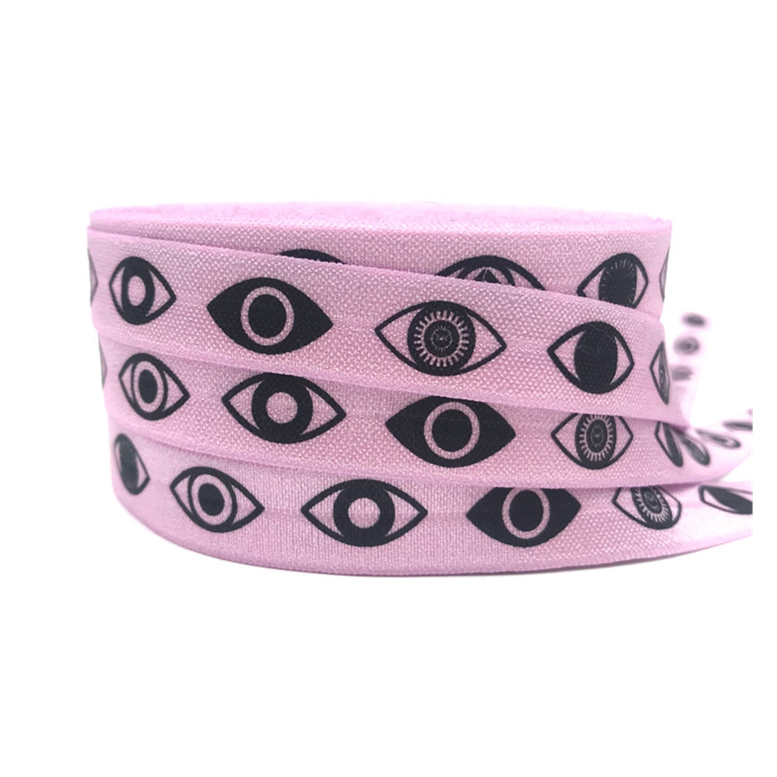 5/8" Fold Over Elastic (FOE) With Love Heart Foil Print – 4 Yards, 1 Yard Per Color, Spandex Sewing Trim