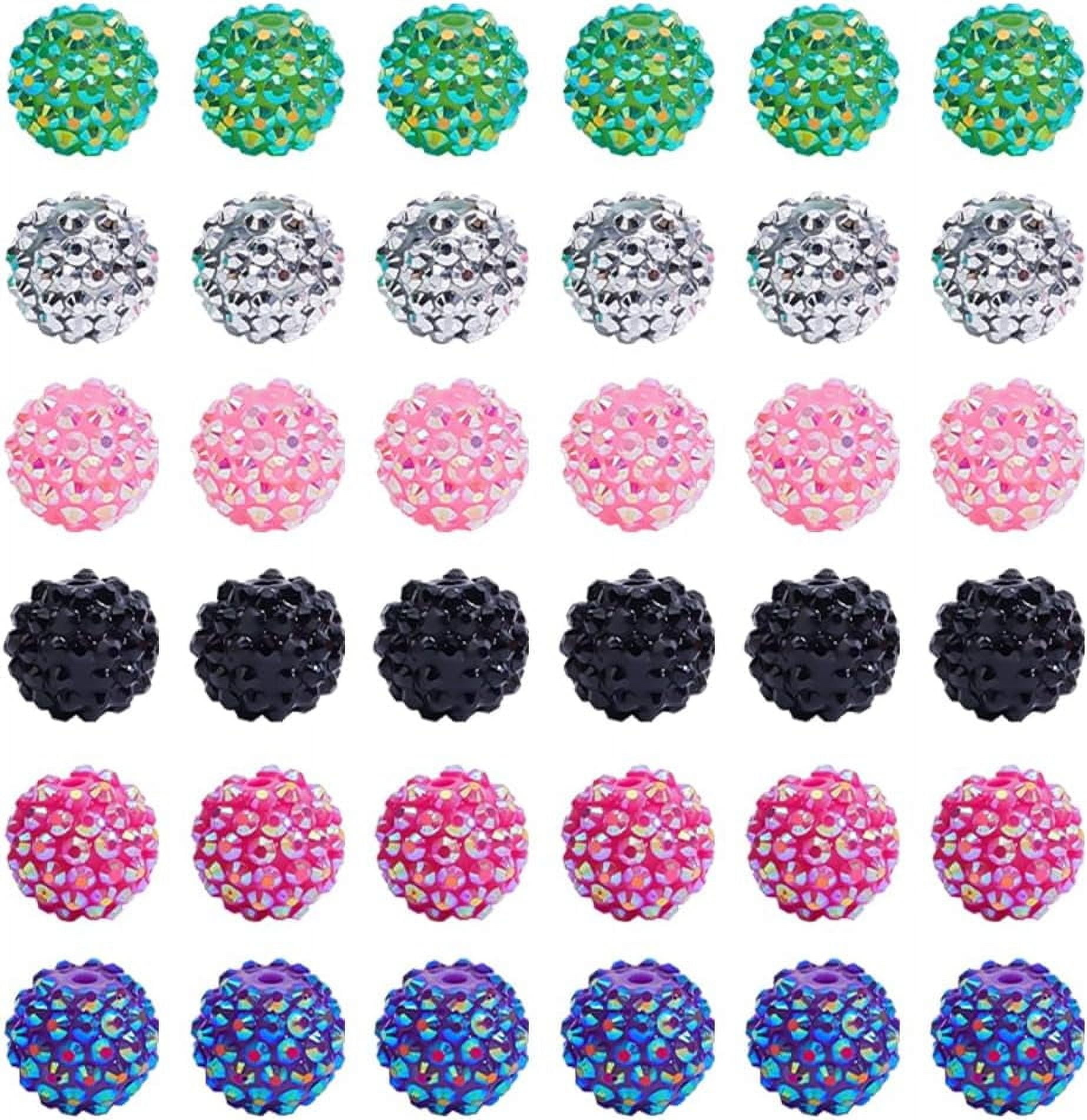 Decoendiy 50pcs Resin Rhinestone Beads - Chunky Bubblegum & Round Disco Ball Beads For Jewelry Making DIY