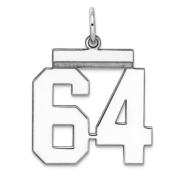 16mm 925 Sterling Silver Medium Polished Pendant Necklace Sport game Number 64 Pendant for Women