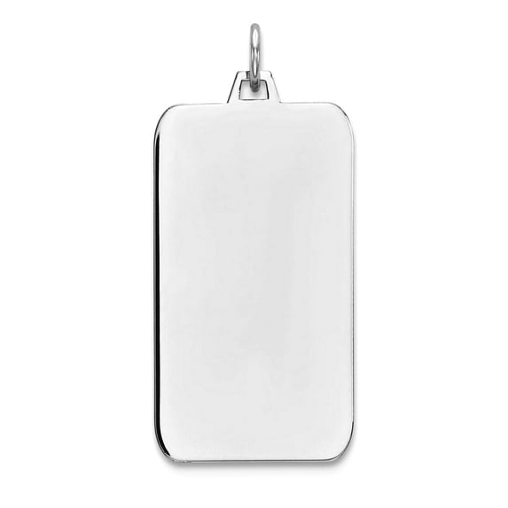 16mm 925 Sterling Silver Rhod Plate Eng. Rect. Polish Front Satin Back Disc Charm Pendant Necklace for Women